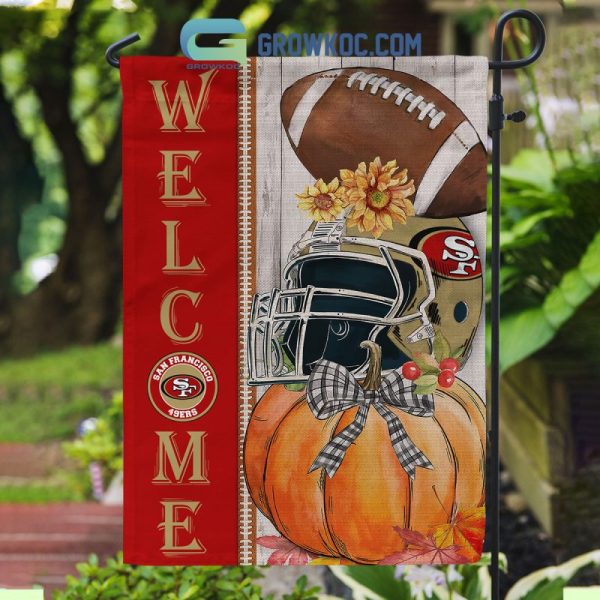 San Francisco 49ers NFL Welcome Fall Pumpkin Personalized House Garden Flag