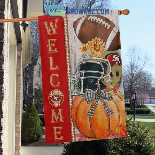 San Francisco 49ers NFL Welcome Fall Pumpkin Personalized House Garden Flag - Image 3