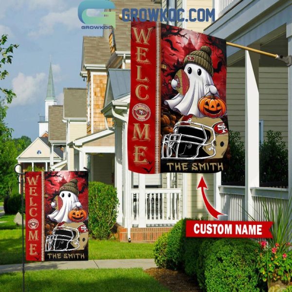 San Francisco 49ers Welcome Halloween 2025 Personalized House Garden Flag - Image 2