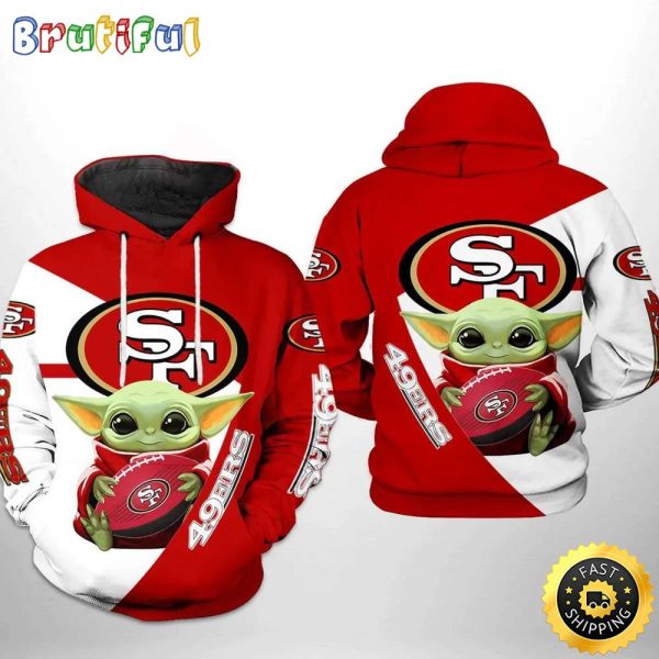 Baby Yoda Loves The San Francisco 49ers 3d Hoodie