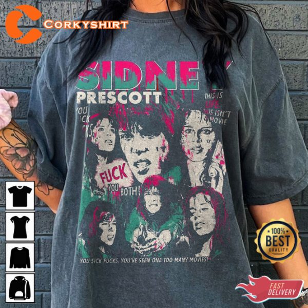 Scream Sidney Prescott Scary Movie Fan Lover Gift Spooky Halloween Costume T-Shirt - Image 2