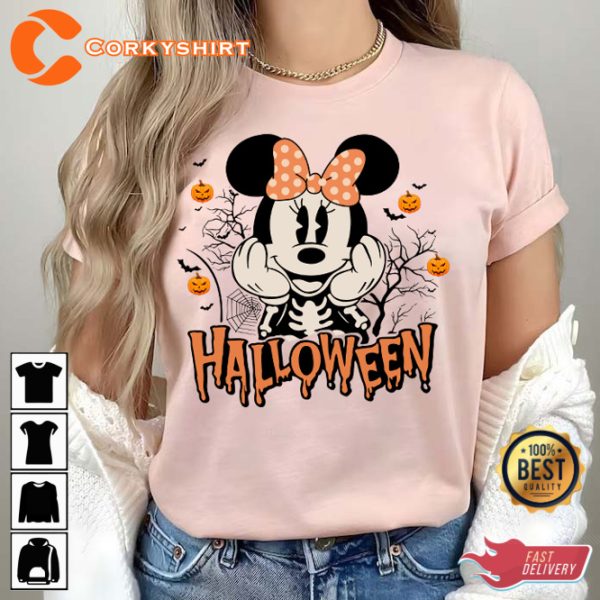 Skeleton Costume Minnie 2023 Disney Hallowen Outfit T-Shirt - Image 2