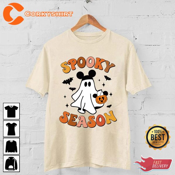 Spooky Season Mickey Ghost Scary Pumpkin Halloween Costume T-Shirt - Image 2
