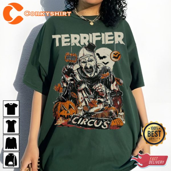 Terrifiers 2 Scary Clown Horror Movie Halloween Costume T-Shirt - Image 2