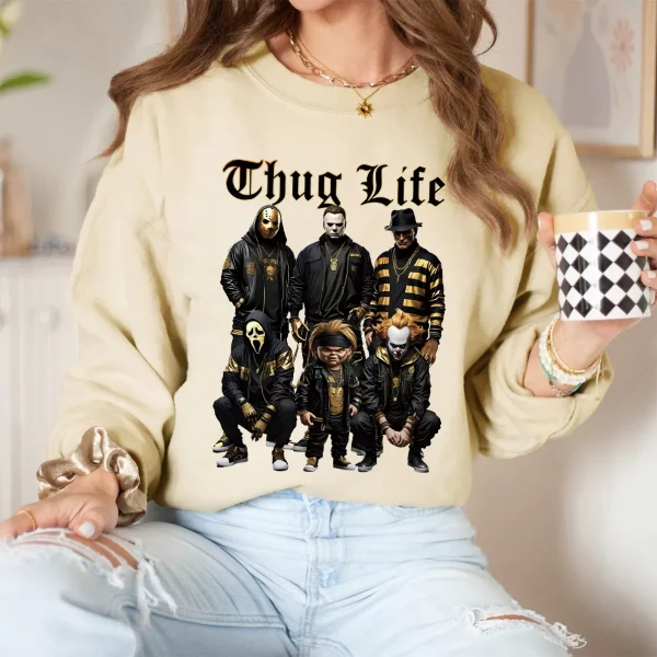 Halloween Black Gold Thug Life Shirt - Image 2