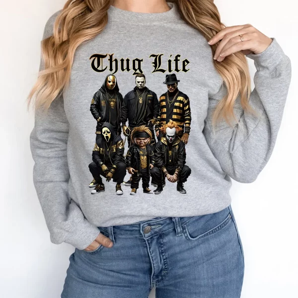 Halloween Black Gold Thug Life Shirt - Image 4