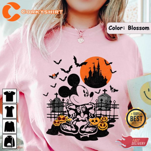 Vintage Mickey Mouse Halloween Shirt Disney Skeleton T-Shirt
