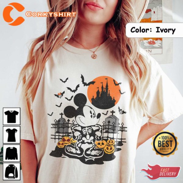 Vintage Mickey Mouse Halloween Shirt Disney Skeleton T-Shirt - Image 2