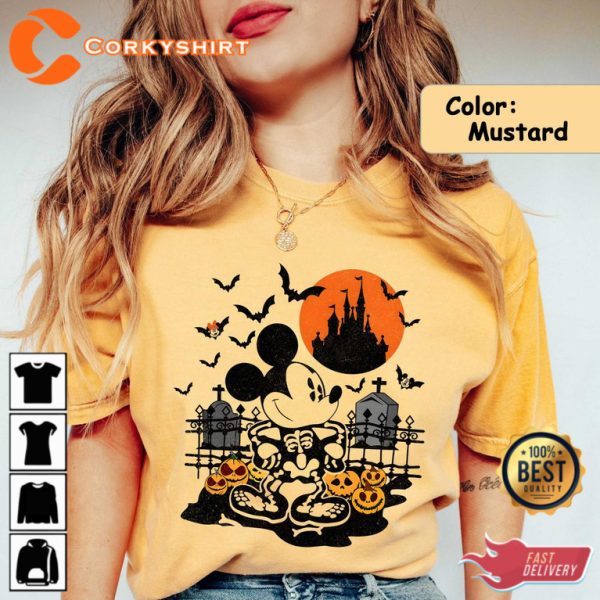 Vintage Mickey Mouse Halloween Shirt Disney Skeleton T-Shirt - Image 3