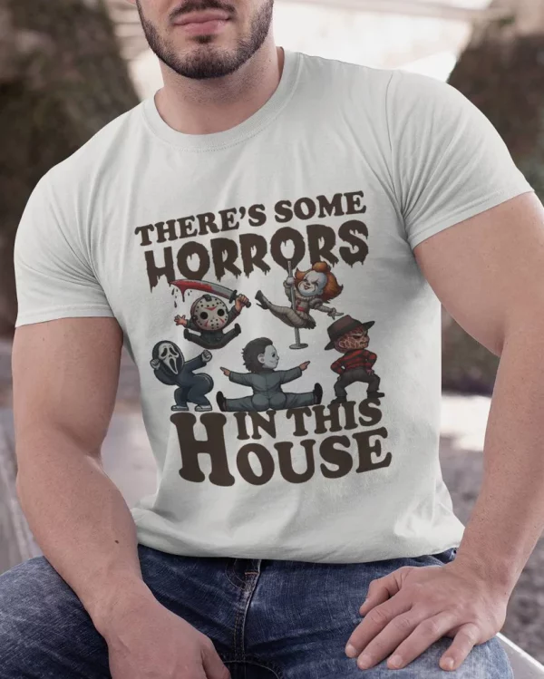 There's Some Horrors In This House Funny Unisex T-Shirt, Spooky Season Halloween Shirt, Halloween Gift - Image 2