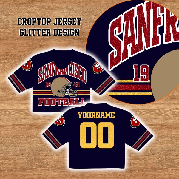 Personalized San Francisco 49ers CropTop Jersey Glitter Design