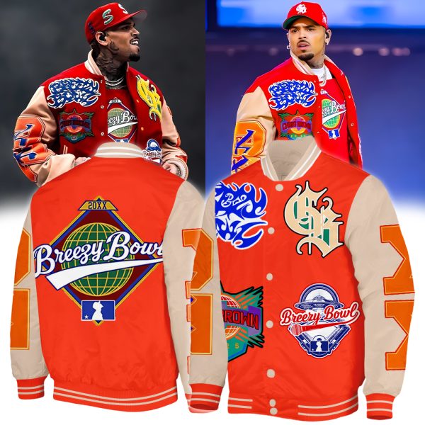 Chris Brown Breezy Bowl XX Bomber Jacket Orange