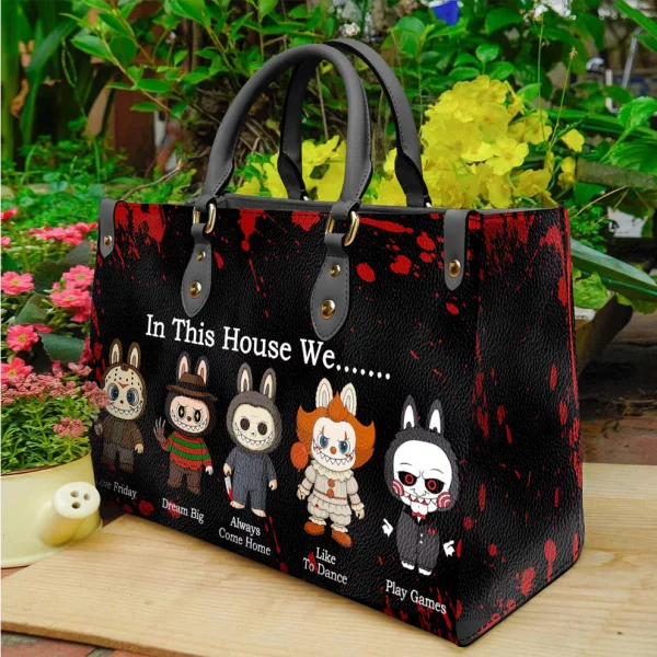 Purse Handbag Set - In This House We... Custom Characters Labubu - Halloween Gift v2