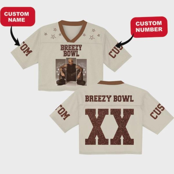 Personalized Chris Brown Celebrates 20 Years with the Breezy Bowl XX Tour 2025 Coffee CropTop Jersey