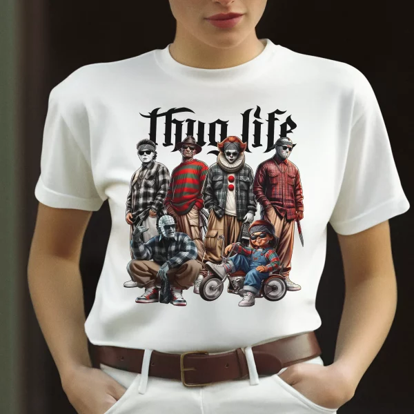 Thug Life Halloween T-Shirt for Horror Movie Fans - Image 2