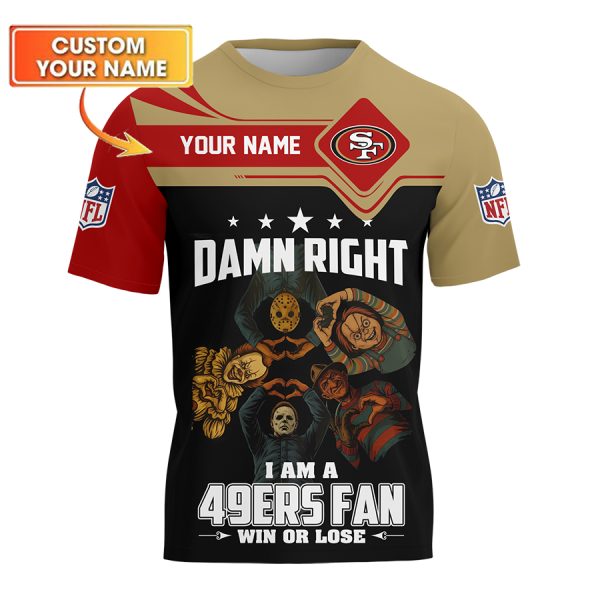 Personalized San Francisco 49ers True Fans Funny Halloween Tshirt Horror Characters Jersey - Image 2