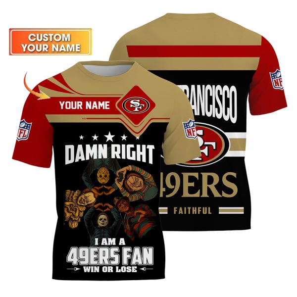 Personalized San Francisco 49ers True Fans Funny Halloween Tshirt Horror Characters Jersey