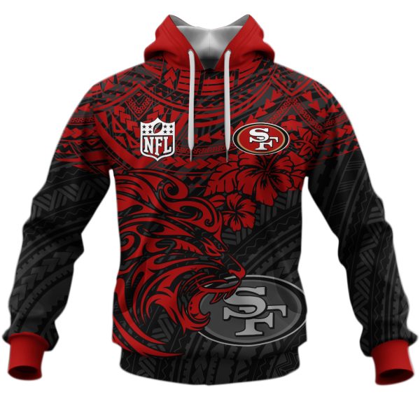 Personalized San Francisco 49ers Polynesian Style Lion Tatoo Hoodie Tshirt Jersey