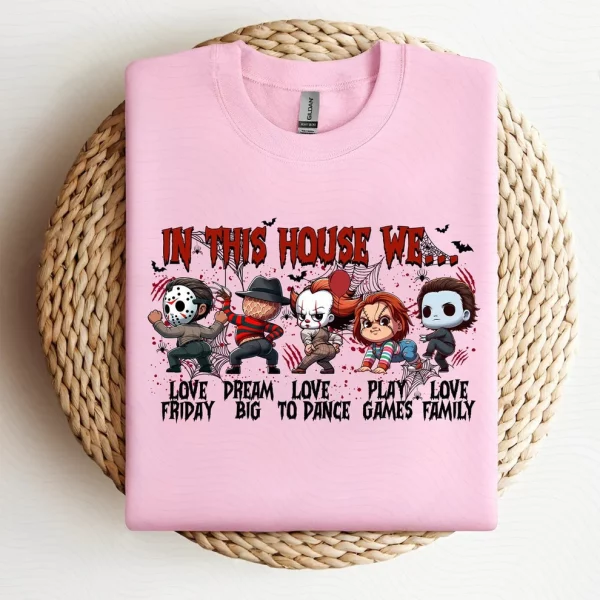 In This House We Funny Unisex T-Shirt, Horror Movie Fans Gift, Halloween Gift - Image 2