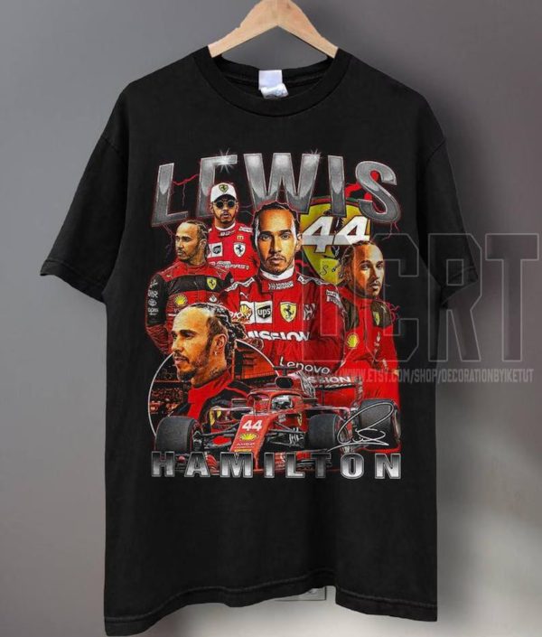 Lewis Hamilton F1 Shirt – Vintage 90s Retro Graphic Tee, Formula One Bootleg Style, Unisex Fan Gift