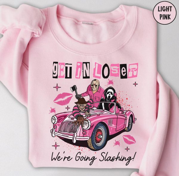 Halloween Shirts, Get In Loser We're Going Slashing Funny Friends Shirts, Halloween Horror Shirts, Horror Character Shirt, Horror Movies