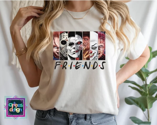 Horror Movie Characters Friends Shirt Halloween - Image 2