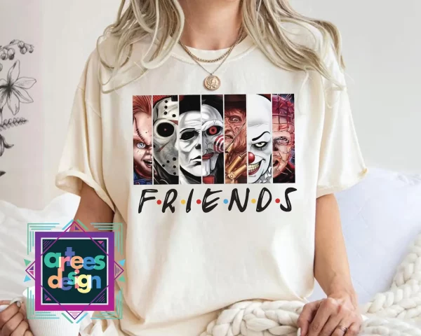 Horror Movie Characters Friends Shirt Halloween - Image 4