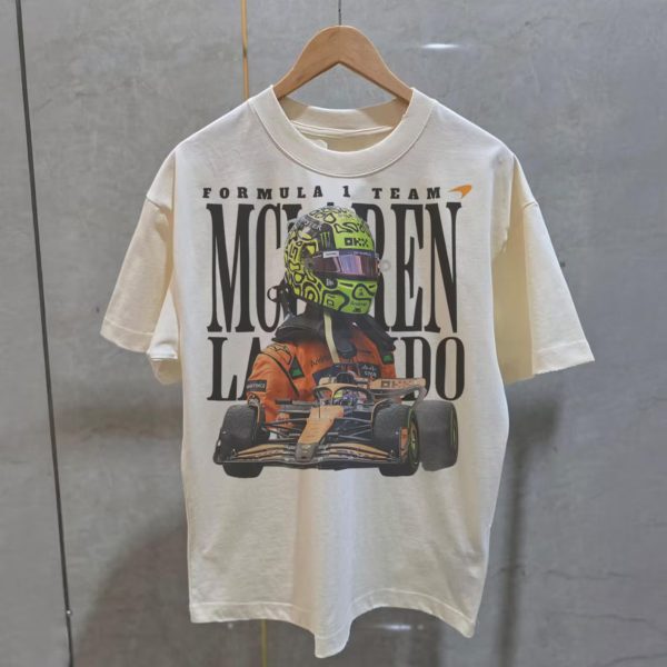 McLaren F1 Lando Norris Shirt, Limited Vintage NOR4 Graphic Tee, Formula 1 Racing Merchandise, Fan Gift Idea - Image 3