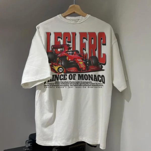 Charles Leclerc Vintage T-Shirt – Ferrari F1 Retro Shirt, Monaco GP Fan Gift, Formula 1 Leclerc 16 Tee