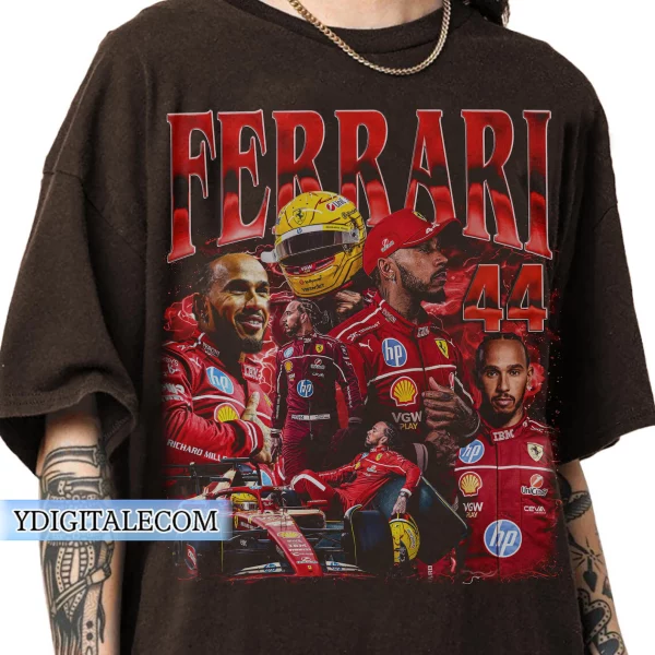 Lewis Hamilton Ferrari T-Shirt – Vintage 90s Graphic Style Tee, Unisex Formula One Fan Gift