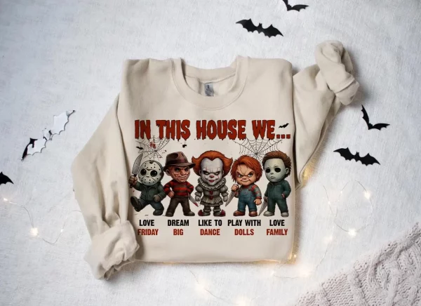 In This House We Funny Unisex T-Shirt, Spooky Season Halloween Shirt, Halloween Gift (Copy) - Image 2