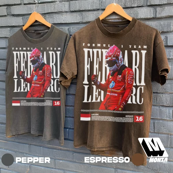 Charles Leclerc Ferrari F1 T-Shirt – Vintage Racing Graphic Tee, Formula One Fan Apparel - Image 2