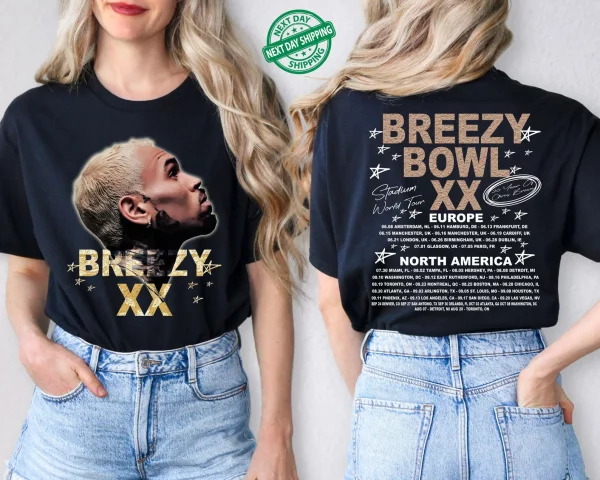 Chris Brown 2025 Tour Shirt, Breezy Bowl XX Album Tee, Fan Gift T-Shirt, Official Style Merch