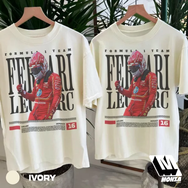 Charles Leclerc Ferrari F1 T-Shirt – Vintage Racing Graphic Tee, Formula One Fan Apparel - Image 3