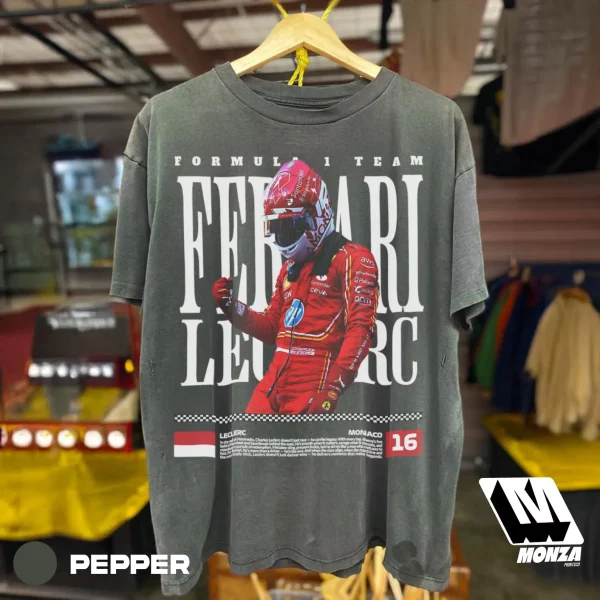 Charles Leclerc Ferrari F1 T-Shirt – Vintage Racing Graphic Tee, Formula One Fan Apparel - Image 5