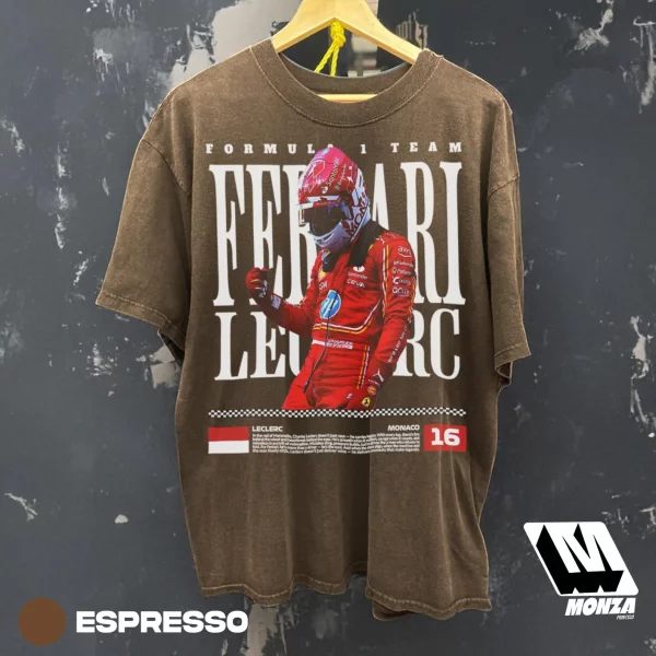 Charles Leclerc Ferrari F1 T-Shirt – Vintage Racing Graphic Tee, Formula One Fan Apparel - Image 4