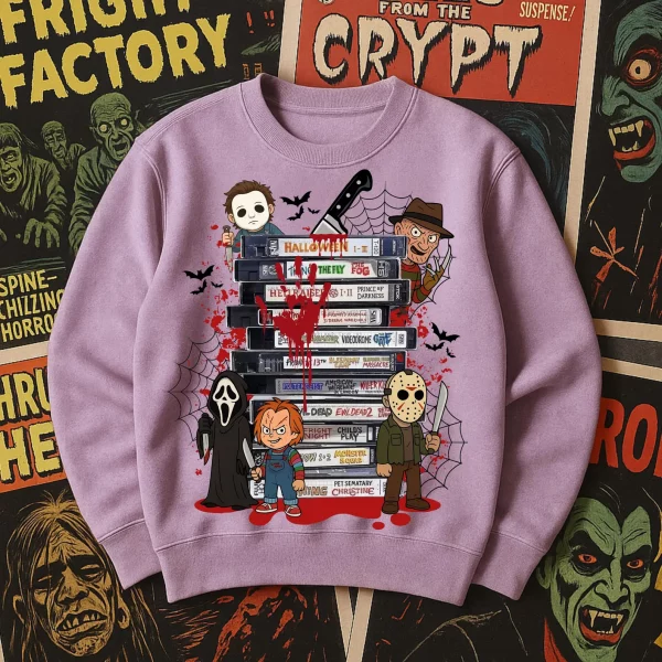 Halloween Horror Movie VHS , 90s Horror Movie , Retro Scary Movie Characters Tshirt Sweater Hoodie - Image 3