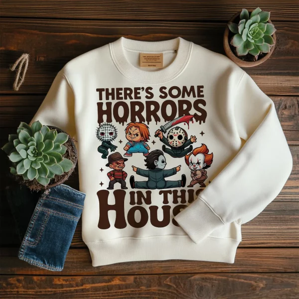 There's Some Horrors In This House Funny Unisex T-Shirt, Spooky Season Halloween Shirt, Halloween Gift - Image 3