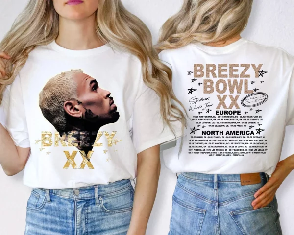 Chris Brown 2025 Tour Shirt, Breezy Bowl XX Album Tee, Fan Gift T-Shirt, Official Style Merch - Image 2