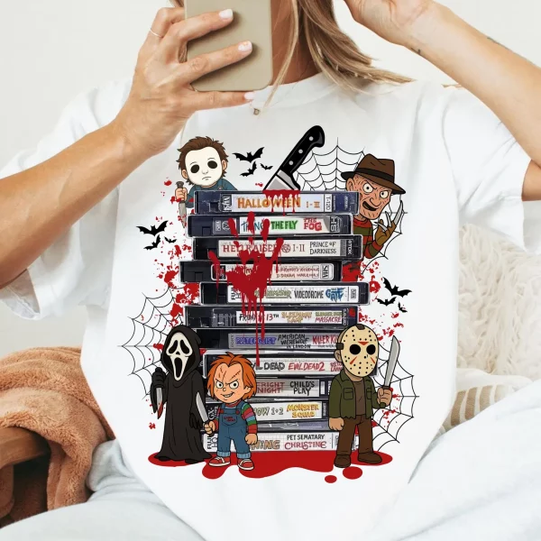 Halloween Horror Movie VHS , 90s Horror Movie , Retro Scary Movie Characters Tshirt Sweater Hoodie - Image 5
