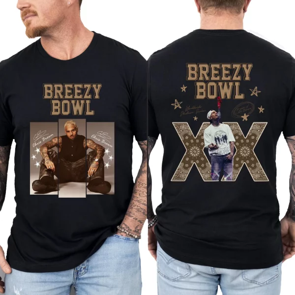 Chris Brown 2025 Breezy Bowl XX T-Shirt, Chris Brown Album Shirt, Chris Brown Fan Gift, Chris Brown Merch - Image 3