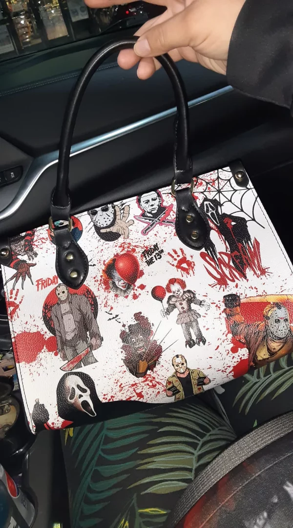 Halloween Horror Movie Characters Leather Bag, Spooky Purse - Halloween Gift - Image 3