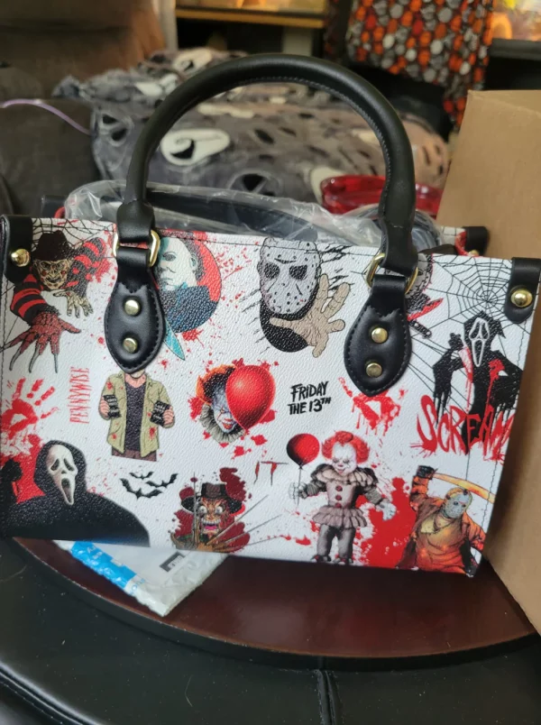 Halloween Horror Movie Characters Leather Bag, Spooky Purse - Halloween Gift - Image 4
