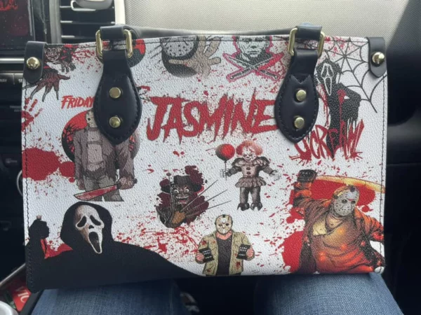 Halloween Horror Movie Characters Leather Bag, Spooky Purse - Halloween Gift - Image 5