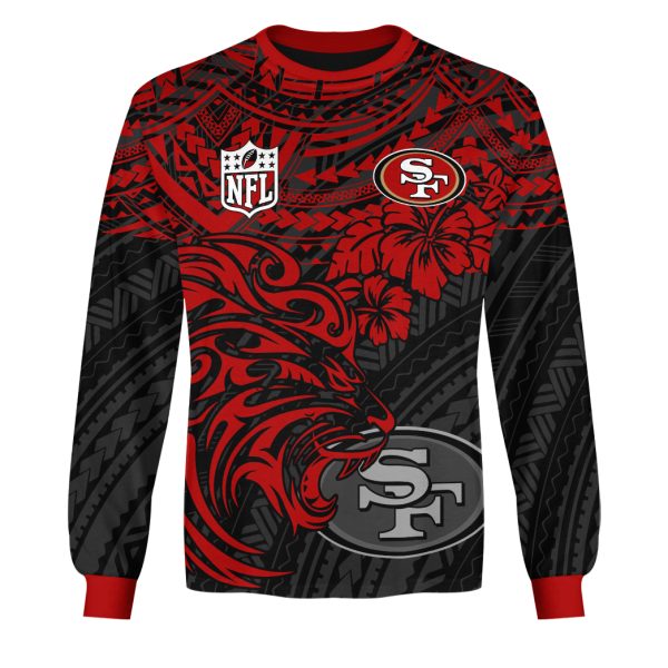 Personalized San Francisco 49ers Polynesian Style Lion Tatoo Hoodie Tshirt Jersey - Image 3
