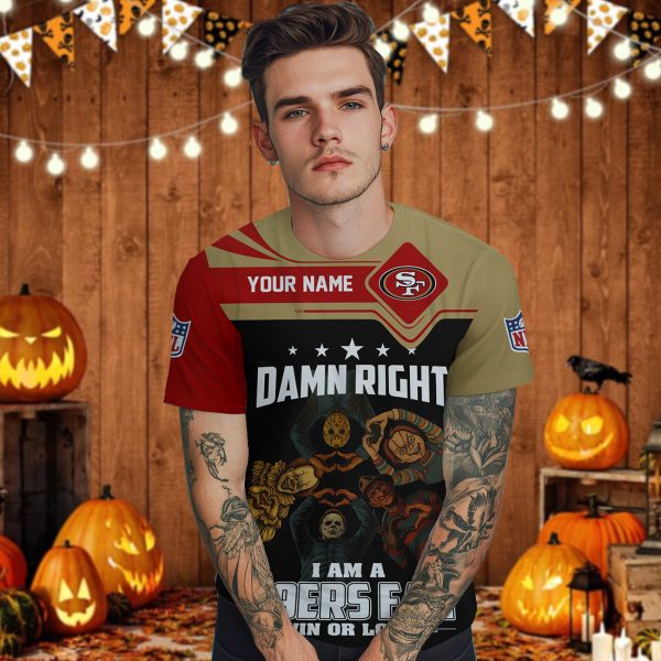 Personalized San Francisco 49ers True Fans Funny Halloween Tshirt Horror Characters Jersey - Image 4