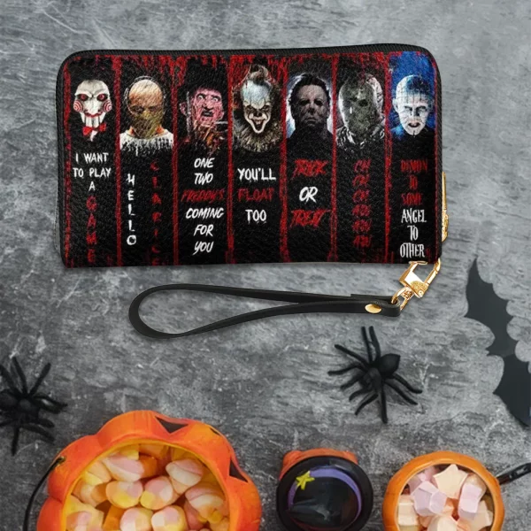 Horror Movie Characters Leather Handbag With Wallet - Just A Girl Who Loves Horror Movies Leather Wallet - Halloween Gift - Image 4