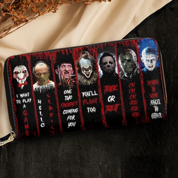 Horror Movie Characters Leather Handbag With Wallet - Just A Girl Who Loves Horror Movies Leather Wallet - Halloween Gift - Image 3
