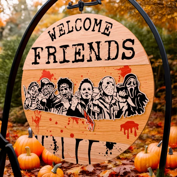 Welcome Sign, Horror Movie Characters, Halloween Porch Sign, Halloween Door Hangers, Halowwen Decorations
