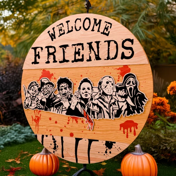 Welcome Sign, Horror Movie Characters, Halloween Porch Sign, Halloween Door Hangers, Halowwen Decorations - Image 4